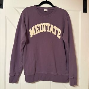 Meditate Sweatshirt Purple Crewneck Medium